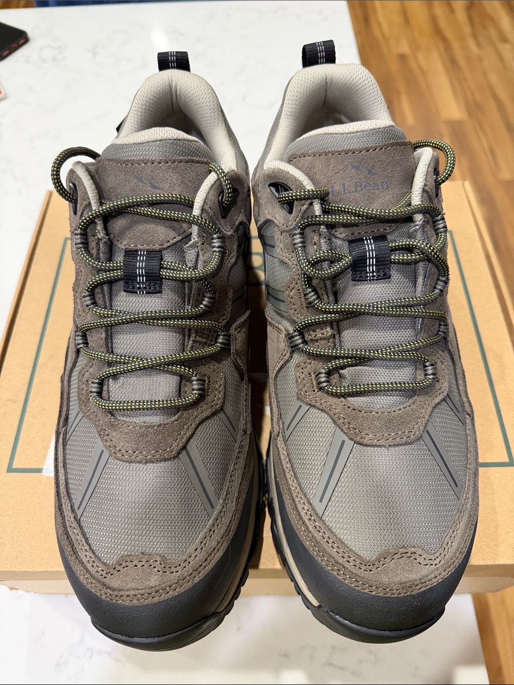 L.L. Bean Men's Taupe and Olive Trail Hiker Hiking Shoes 13 W Wide EE New